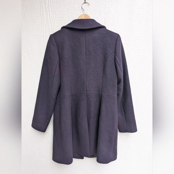 Trina Turk Dark Purple Lambswool Pea Coat Winter Jacket Women's Size 12 - Picture 6 of 7